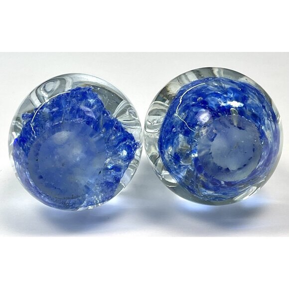 VTG Lot 3 MCM 3.5" Cobalt Hand Blown Egg-Shaped Controlled Bubble PAPERWEIGHTS - Picture 6 of 10